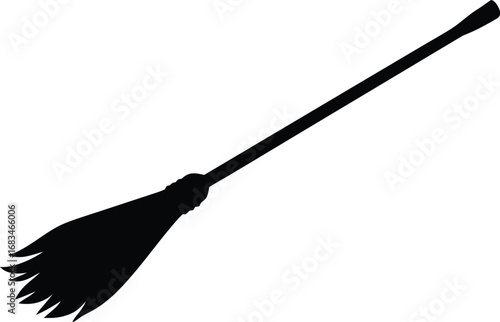 halloween broomstick silhouette vector