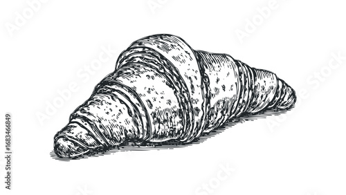 Hand drawn croissant pastry isolated on white. Vector hand drawn illustration
