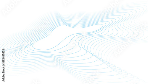 Blue abstract contour line topographic wave pattern design. Modern abstract flowing curve contour map background design.