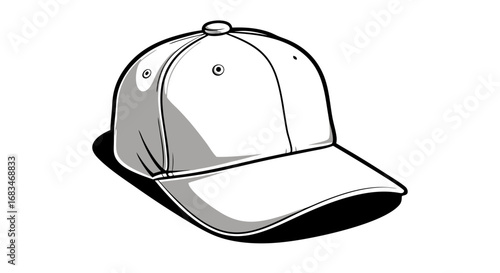 Vector SVG Illustration of Baseball Cap with Minimalist Flat Design in Monochrome Colors