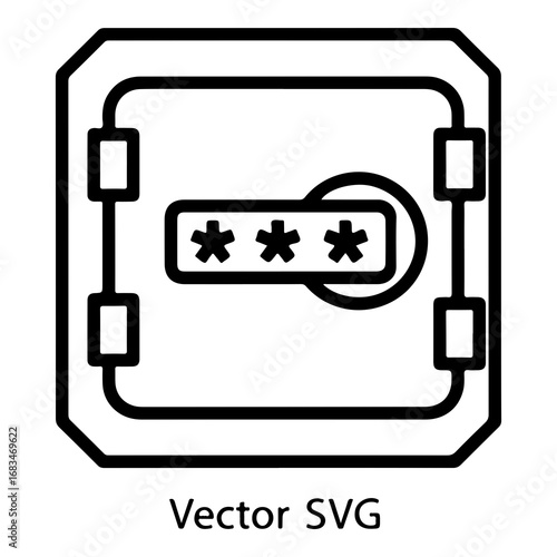 Secure digital vault icon with password entry for data protection and cybersecurity concepts