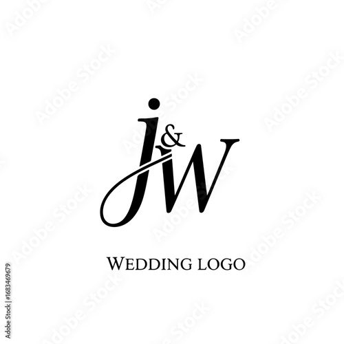 J&W Monogram logo, Minimalist Typographic Line Monogram Logo, JW Wedding monogram logo