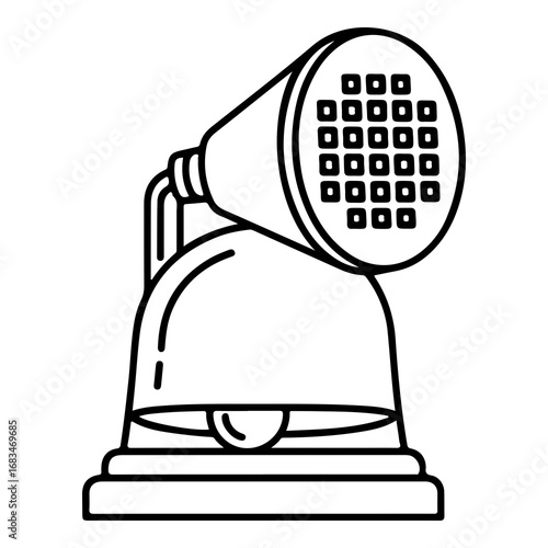 Vector silhouette of a stage spotlight or floodlight with adjustable head iconic lighting equipment