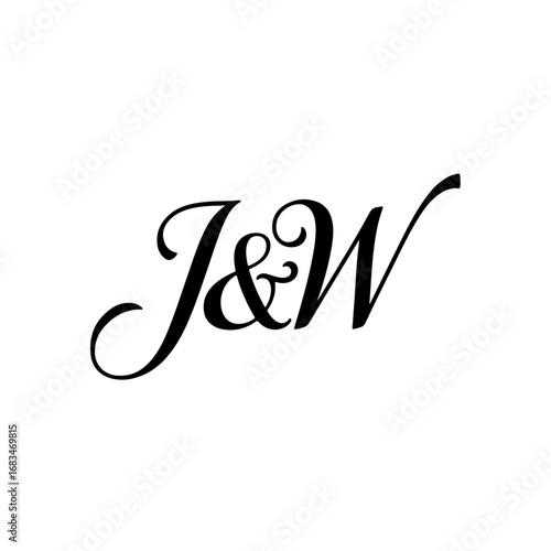 J&W Monogram logo, Minimalist Typographic Line Monogram Logo, JW Wedding monogram logo