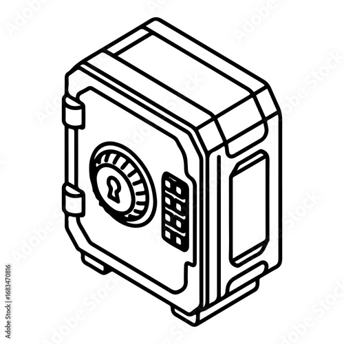 Secure safe illustration vector graphic metallic deposit box digital lock keypad combination