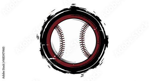 Vector Sport Baseball SVG Icon with Dynamic Brush Stroke Style Modern Flat Design in Red Black Colors