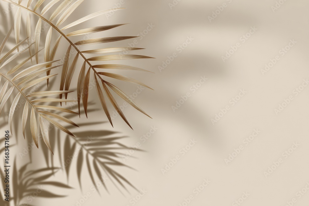 Obraz premium Beige, shadow, palm leaves