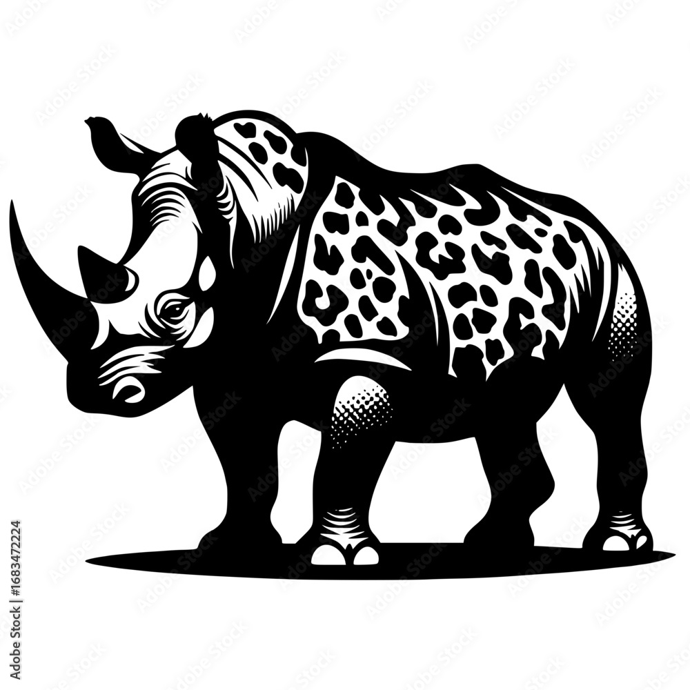Fototapeta premium rhinocerous with leopard print stipes vector image illustration