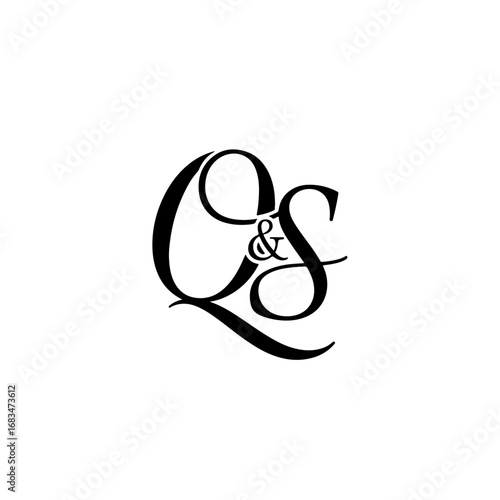 QS Typography Initial Letter Brand Logo, Minimalist Wedding Monogram Logo