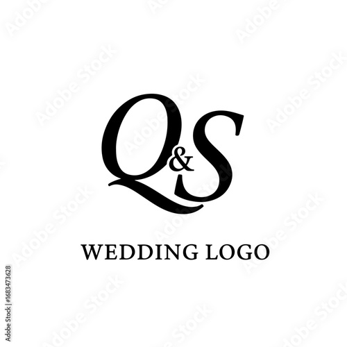 QS Typography Initial Letter Brand Logo, Minimalist Wedding Monogram Logo