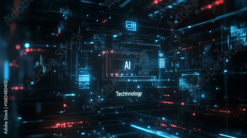 Exploring the dark futuristic tech realm cyber city digital art high-tech environment aerial view ai innovations