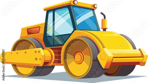 yellow tractor isolated on white
