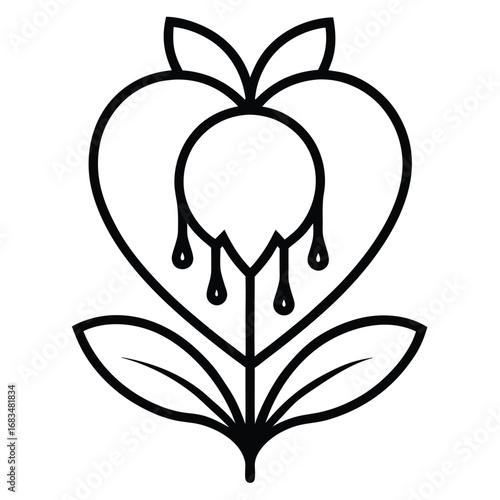 bleeding heart flower outline icon