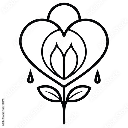  bleeding heart flower outline icon