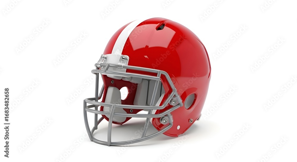 Fototapeta premium Side view of red football helmet, clean background