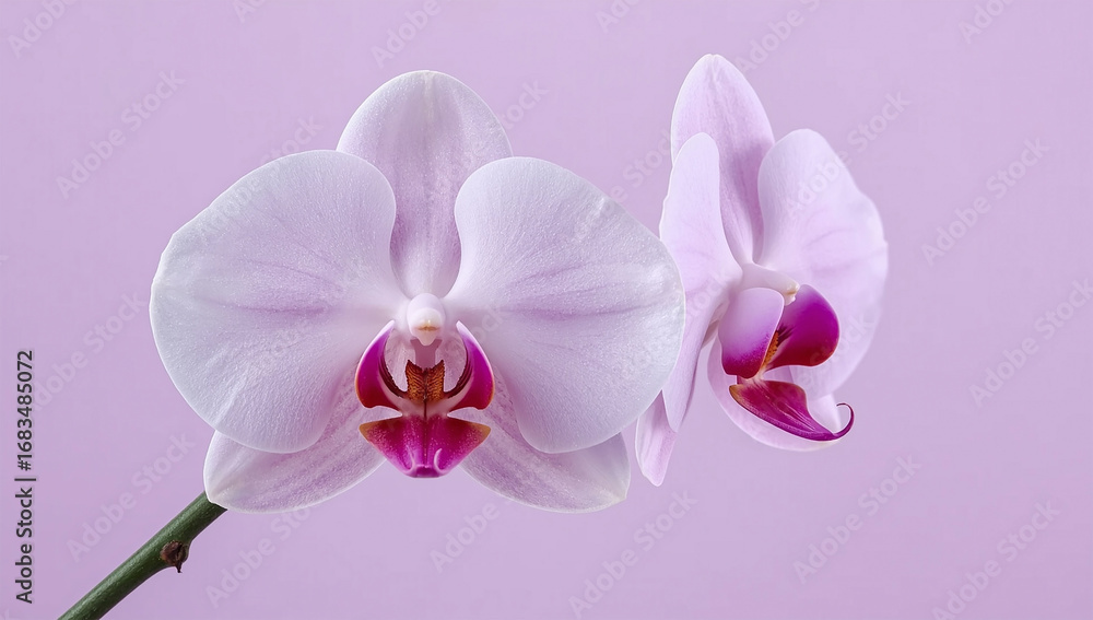 Obraz premium Elegant White and Pink Orchid Flowers on Pastel Background