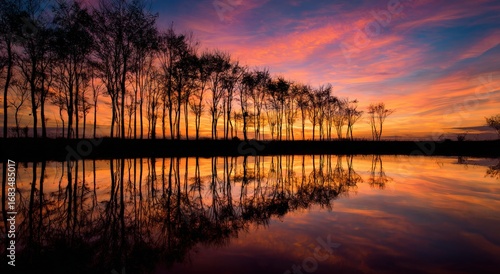 Wallpaper Mural Calm reflection of a twilight forest Torontodigital.ca