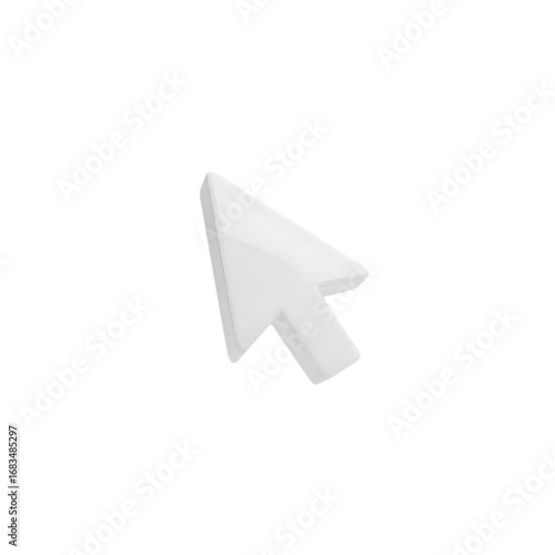 White computer mouse pointer arrow cursor clicking and selecting digital interface technology concept isolated on transparent background