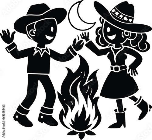 boy with cowboy hat with boy and girl 