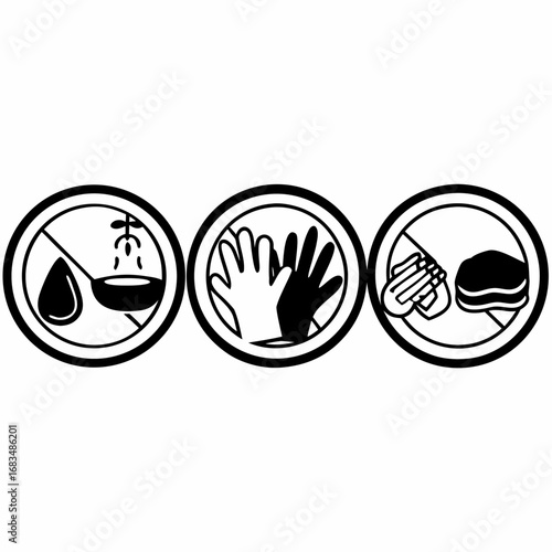 Set of hygiene and sanitation icons for preventing the spread of germs