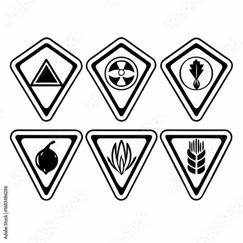 Set of food allergen warning signs for product labels and information