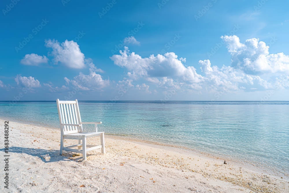 Fototapeta premium White chair on a pristine beach