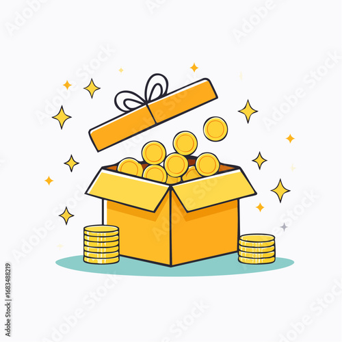 Gift Box Overflowing with Gold Coins