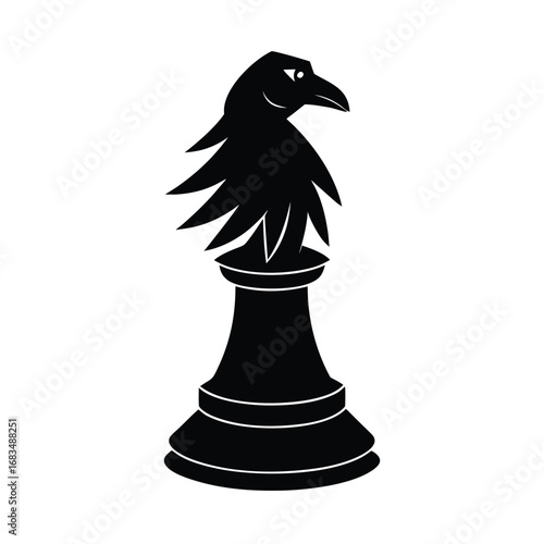Black Silhouette of a Chess Knight Shaped Like a Raven