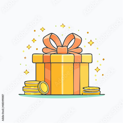 Money Reward in a Festive Gift Box Icon
