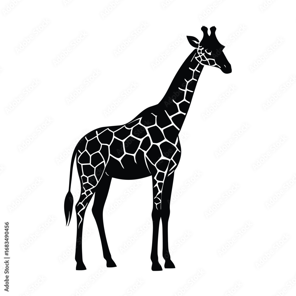 Obraz premium Black silhouette of a giraffe with patterned body animal