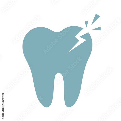 Tooth with Crack and Pain Vector Illustration