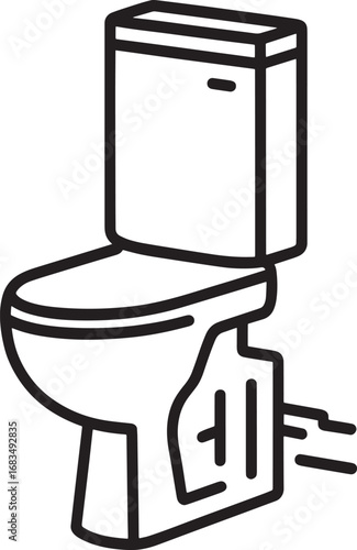 Modern High Commode Toilet Vector Illustration – Bathroom Sanitary Ware Design