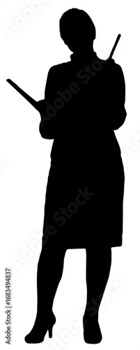 silhouette of a teacher is teaching in class