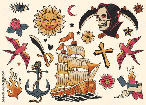 Collection Of Various Vintage Flash Tattoo Design
