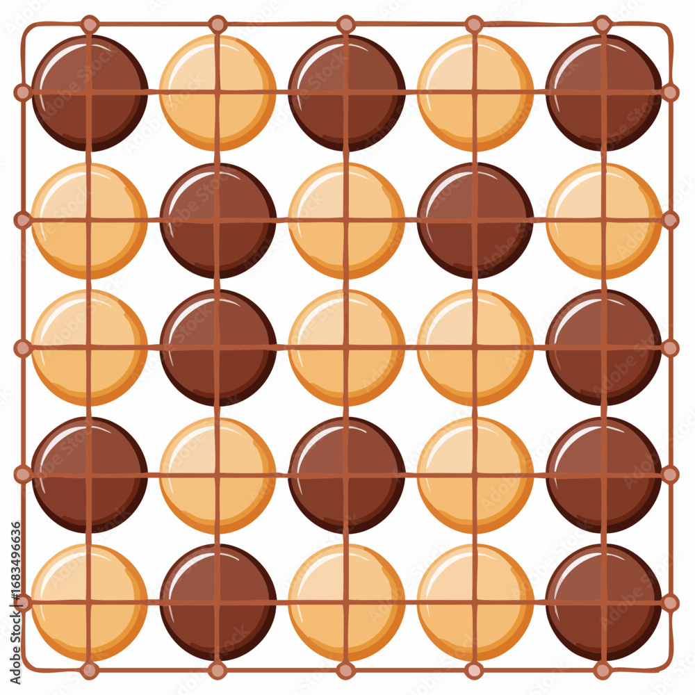 Obraz premium Abstract Board Game with Brown and Beige Circles on a Grid