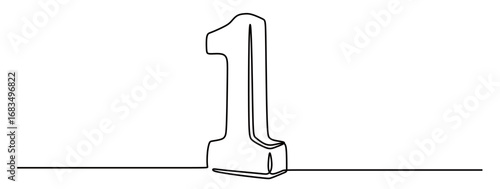 continuous line art of a number 1. winning number concept. champion concept. vector illustration