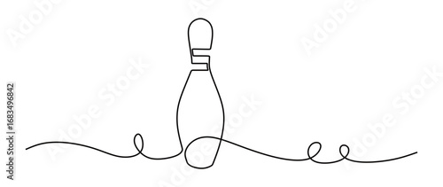 Continuous line art of a bowling pin with a transparent background. Vector illustration