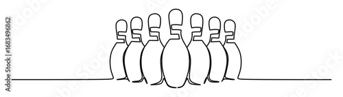 Continuous line art of a set of bowling pins with a transparent background. Vector illustration

