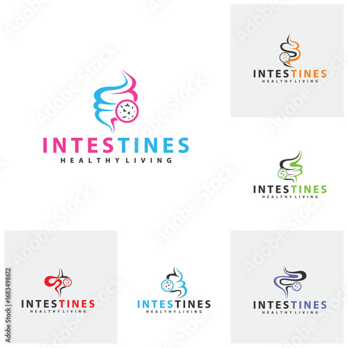 Set of Intestine human organ logo design concepts. Medical symbol. Vector illustration