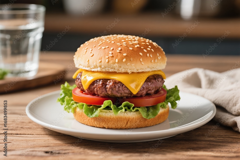 custom made wallpaper toronto digitalA mouthwatering cheeseburger with fresh lettuce, juicy tomato, and a classic sesame bun, perfect for foodies