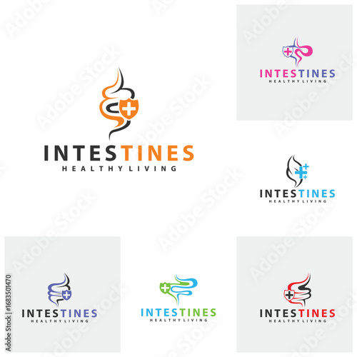 Set of Healthy Intestine logo design concepts. Medical symbol. Vector illustration
