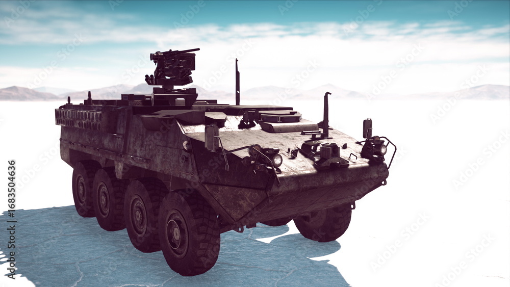 Fototapeta premium military tank in the white desert