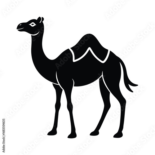 Black silhouette of a one-humped camel animal wildlife