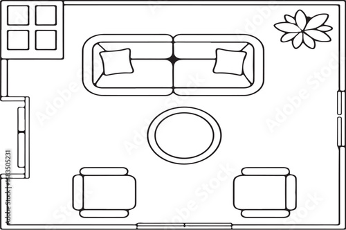 living room furniture layout top view floor plan design