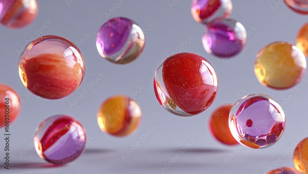 Fototapeta premium Abstract spheres, vibrant colors, floating