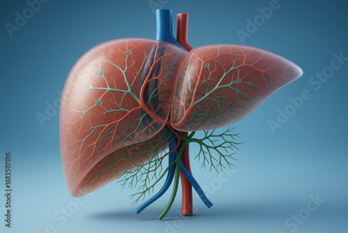 Human Liver Anatomy Illustration, Medical Diagram, Organ Structure, Healthy Liver, Liver Function [Illustration]