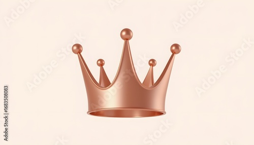 A stunning rose gold crown icon with a minimalist design exudes luxury and royalty, featuring a metallic shine that gives it a premium and elegant look