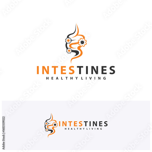 Gear Intestine human organ logo design concepts. Medical symbol. Vector illustration