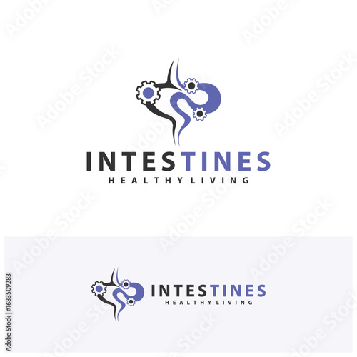 Gear Intestine human organ logo design concepts. Medical symbol. Vector illustration
