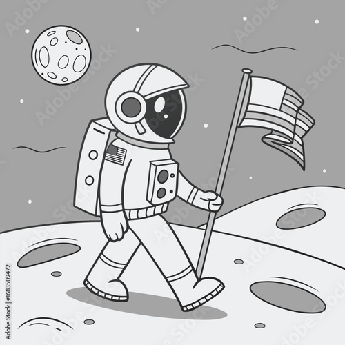 cartoon astronaut in space